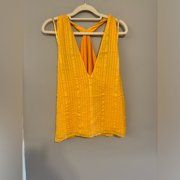 Frame Draped Halter Twist Textured Striped Silk Top Blouse in Kumquat Size Small - Picture 4 of 6